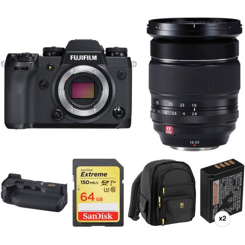 FUJIFILM X-H1 Digital Camera with XF 16-55mm f 2.8 R LM WR Lens and Accessories Kit