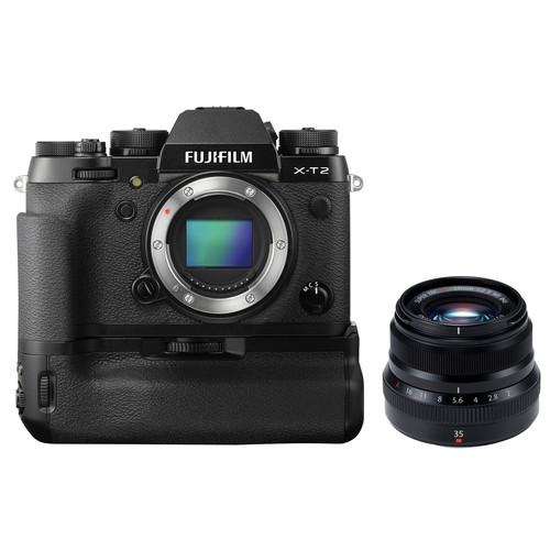 FUJIFILM X-T2 Mirrorless Digital Camera with 35mm Lens and Battery Grip Kit
