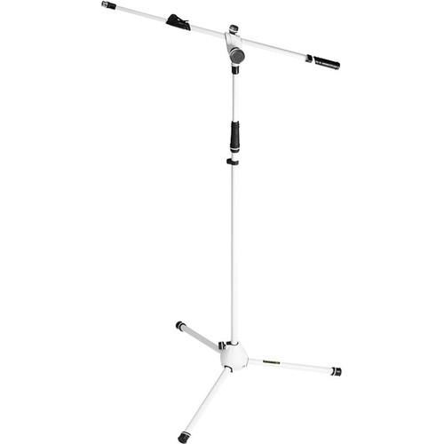 Gravity Stands Microphone Stand With Folding Tripod Base And 2-Point Adjustment Telescoping Boom White