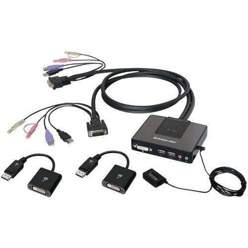 IOGEAR 2-Port Dual-Link DVI Cable KVM with Audio Kit with Two DisplayPort Adapters
