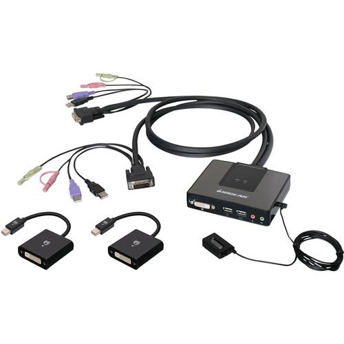 IOGEAR 2-Port Dual-Link DVI Cable KVM with Audio Kit with Two Mini DisplayPort Adapters