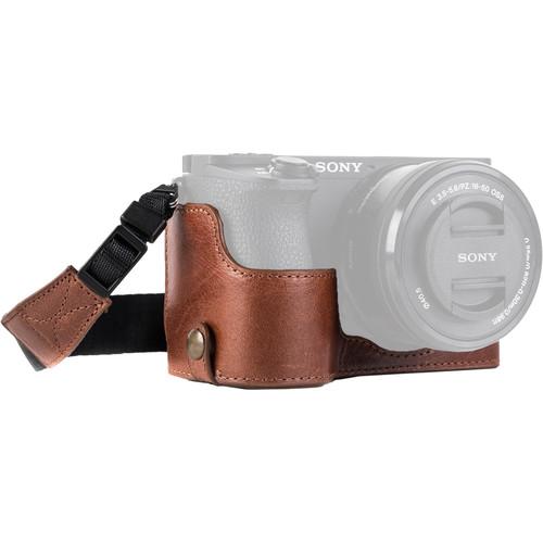 MegaGear Ever Ready Genuine Leather Camera Half Case and Strap for Sony Alpha a6500