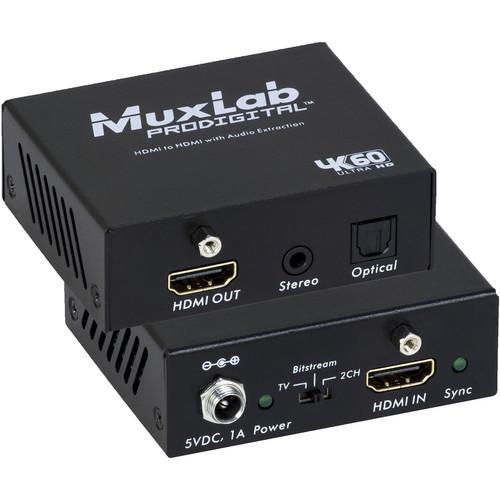 MuxLab 4K 60 HDMI to HDMI Extender with Audio Extraction