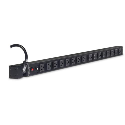 CyberPower 12A 100-125V 50 60Hz PDU Nema 5-15P Plug 16-F-Nema 5-15R OUTS 36"0U Vertical 10