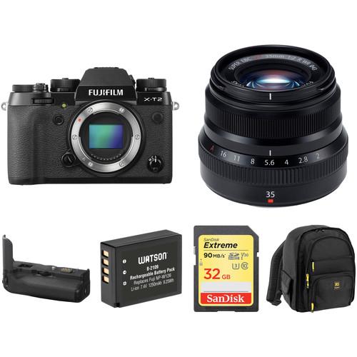 FUJIFILM X-T2 Mirrorless Digital Camera with 35mm f 2 Lens and Accessory Kit