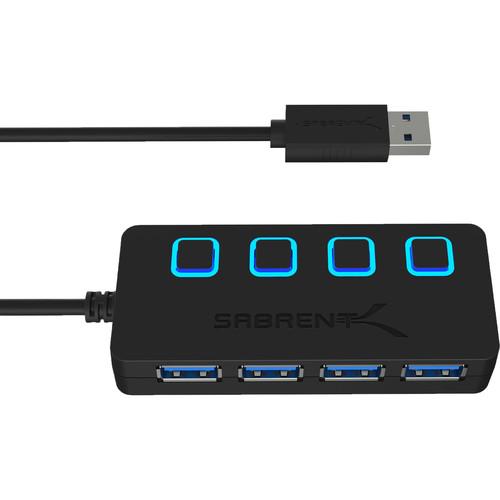 Sabrent USB 3.0 4-Port Hub with Individual Power Switches and AC Adapter