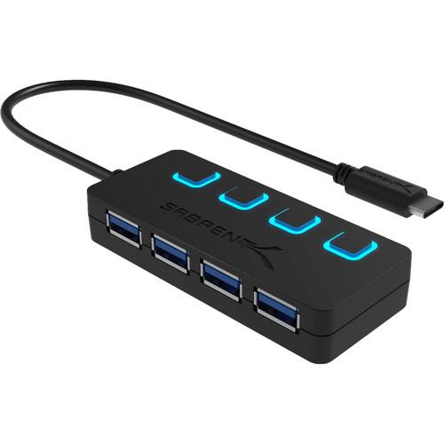 Sabrent USB Type-C to 4-Port USB 3.0 Hub with Individual Power Switches