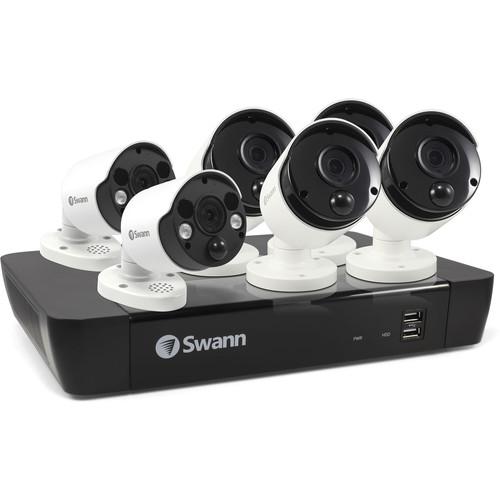 Swann 8-Channel 4K UHD NVR with 2TB HDD & 6 4K Outdoor Night Vision Bullet Cameras