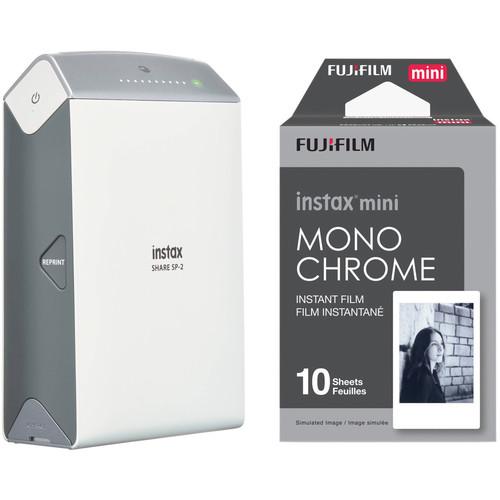 FUJIFILM INSTAX SHARE Smartphone Printer SP-2 with Monochrome Instant Film Kit, FUJIFILM, INSTAX, SHARE, Smartphone, Printer, SP-2, with, Monochrome, Instant, Film, Kit