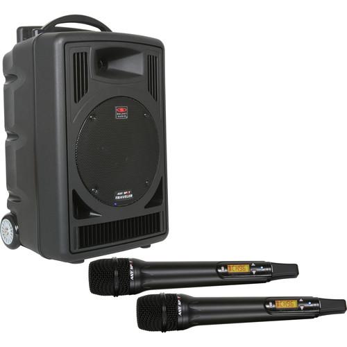 Galaxy Audio TV8 Traveler Series 120W PA System with CD Player, Dual UHF Receiver, and Two Wireless Handheld Microphones