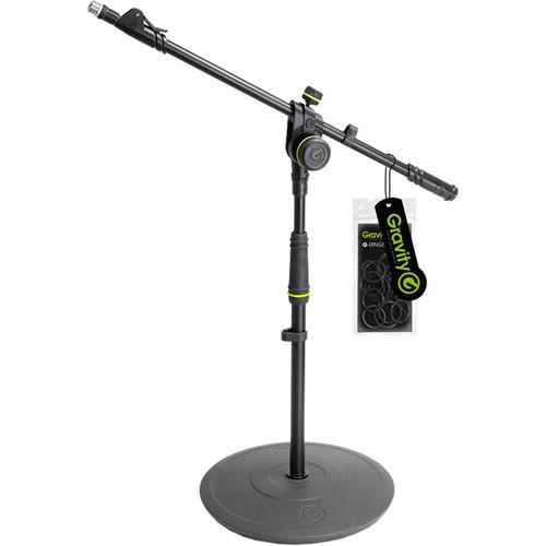 Gravity Stands Short Microphone Stand with Round Base and 2-Point Adjustment Telescoping Boom