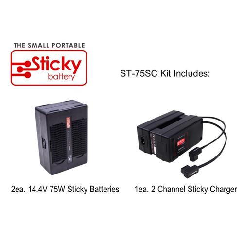 Hawk-Woods Two 14.4V Sticky Battery Packs & 2-Channel Charger