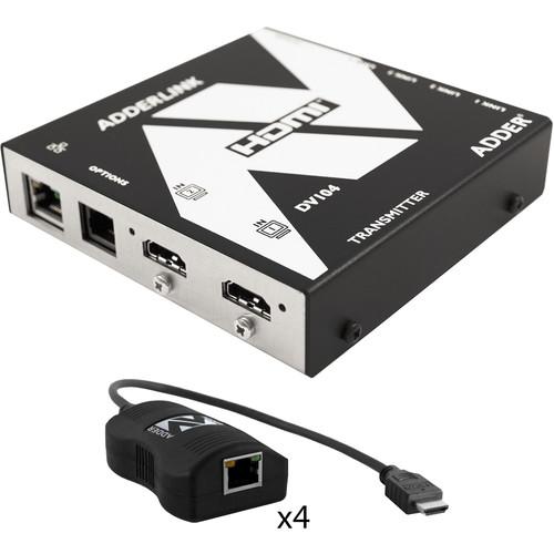 Adder ADDERLink DV104T HDMI Digital Audio Video Switch with 4 x HDMI DV100 Receivers