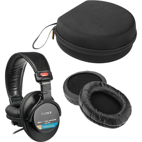 Sony MDR-7506 Headphones With Sheepskin Leather Earpads & Carrying Case Kit