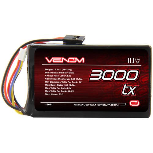 Venom Group Venom 5C 3S 3000mAh 11.1V Transmitter Lipo Battery For Airtronics Sanwa M11 Mx3