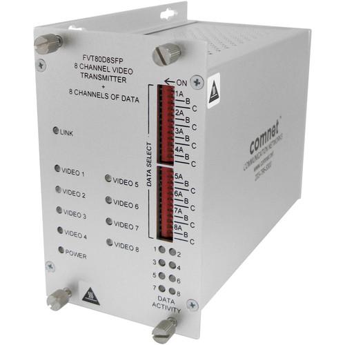 COMNET 8-Channel 10-Bit Video 8-Channel Bi-Directional Data Transmitter with SFP Optical Devices