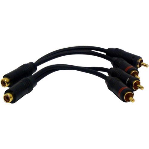Horita AK3 RCA Y Adapter Cables - 2 each 1 RCA Female to 2 RCA Male 6" Cables