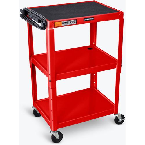 Luxor Steel Adjustable Height AV Cart with Three Shelves