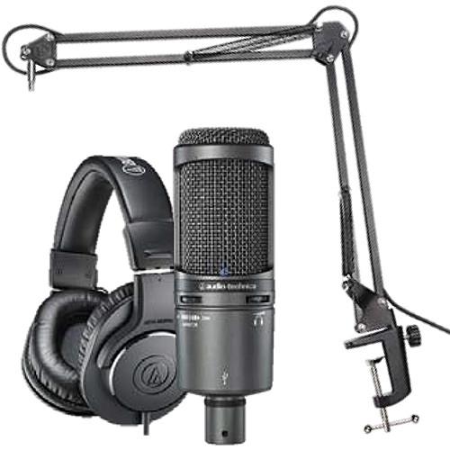 Audio-Technica AT2020USB Microphone Pack with ATH-M20x, Boom & USB Cable