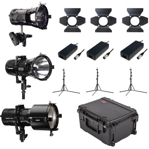 HIVE LIGHTING Bee 50-C PAR Spot, Wasp 100-C PAR Spot, Hornet 200-C Fresnel 3-Lght Kit with Case