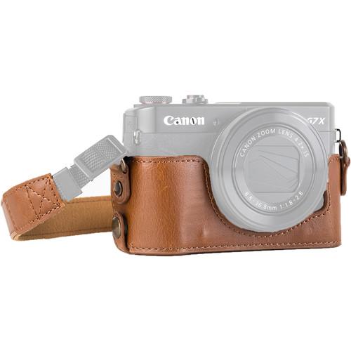 MegaGear Genuine Leather Camera Half Case and Strap for Canon PowerShot G7 X Mark II