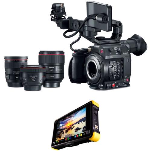 Canon C200 EF with EVF, Accessories, 3 Prime Lenses, and Shogun Flame Kit