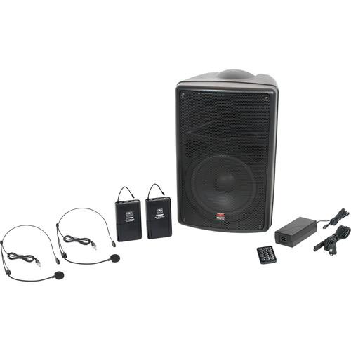 Galaxy Audio TQ8-24SSN Traveler Quest 8 Portable 8" PA System with Two Receivers, Bodypack Transmitters, and Headset Microphones