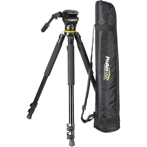 ProAm USA Pro Extendable Leg Bowl Tripod And Dampened Fluid Head Set