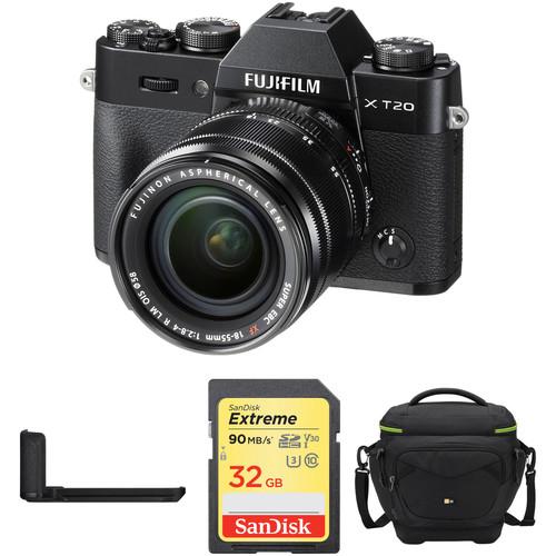 FUJIFILM X-T20 Mirrorless Camera with XF 18-55mm Lens, Grip, and Accessories Kit