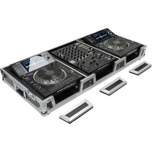 Odyssey Innovative Designs DJ Coffin for Two Large Format Tabletop CD Media Players & Mixer with Wheels & Extra Deep Rear Cable Space