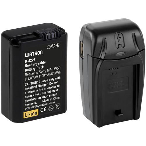 Watson NP-FW50 Lithium-Ion Battery and Compact AC DC Charger Kit, Watson, NP-FW50, Lithium-Ion, Battery, Compact, AC, DC, Charger, Kit