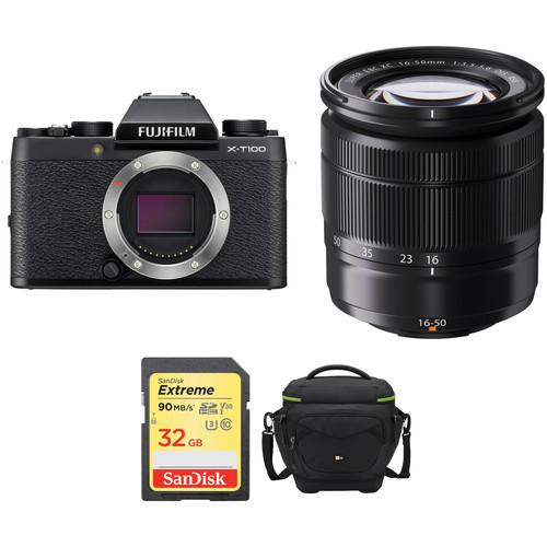 FUJIFILM X-T100 Mirrorless Digital Camera with 16-50mm Lens and Accessories Kit