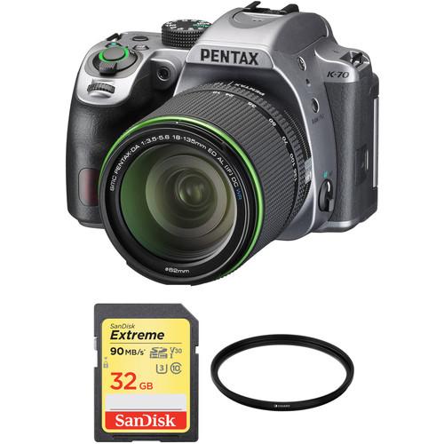 Pentax K-70 DSLR Camera with 18-135mm Lens and Accessories Kit