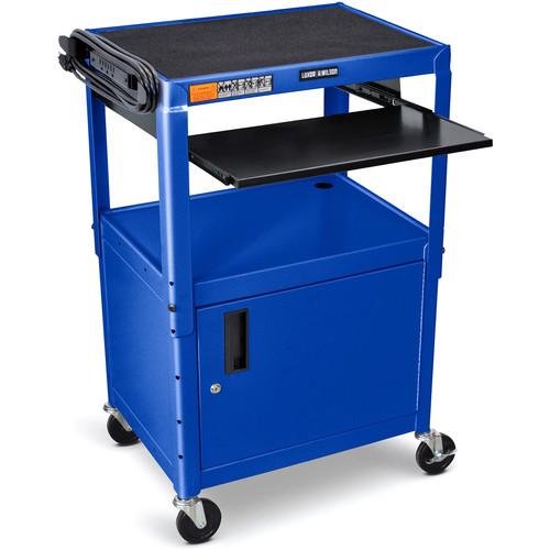 Luxor Adjustable-Height Steel AV Cart with Keyboard Tray and Cabinet