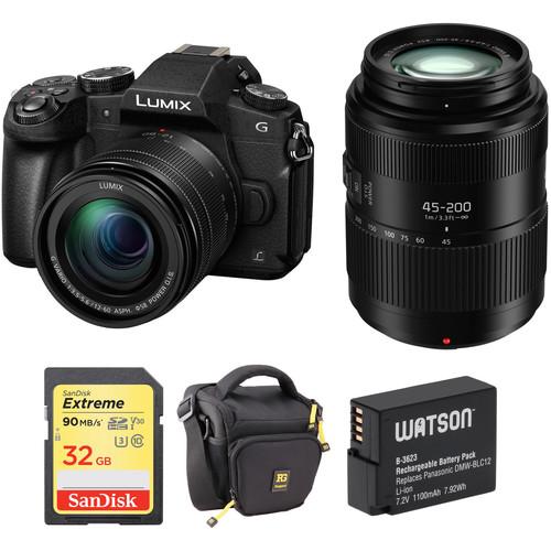 Panasonic Lumix DMC-G85 Mirrorless Micro Four Thirds Digital Camera with 12-60mm & 45-200mm Lenses and Case Kit