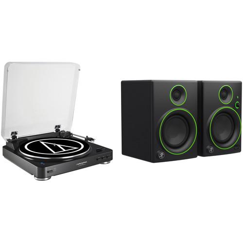 Audio-Technica Consumer AT-LP60BK-BT Turntable and Powered Speakers Kit