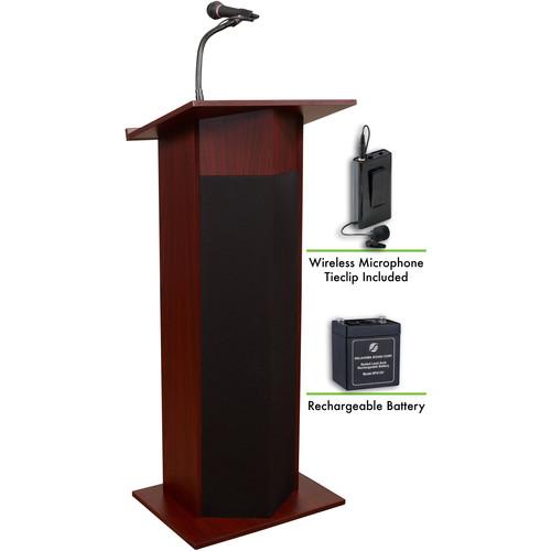 Oklahoma Sound The Power Plus Lectern with Rechargeable Battery & Wireless Tie Clip Lavalier Mic
