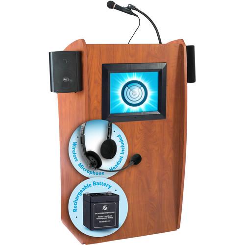 Oklahoma Sound The Vision Lectern with Sound, Screen, Rechargeable Battery & Wireless Headset Mic