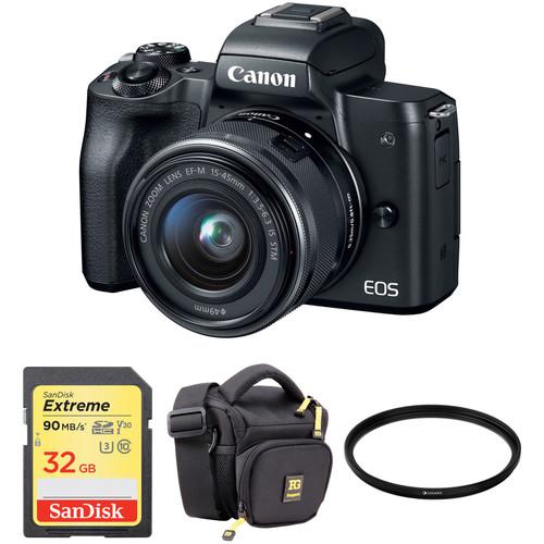 Canon EOS M50 Mirrorless Digital Camera with 15-45mm Lens and Accessory Kit