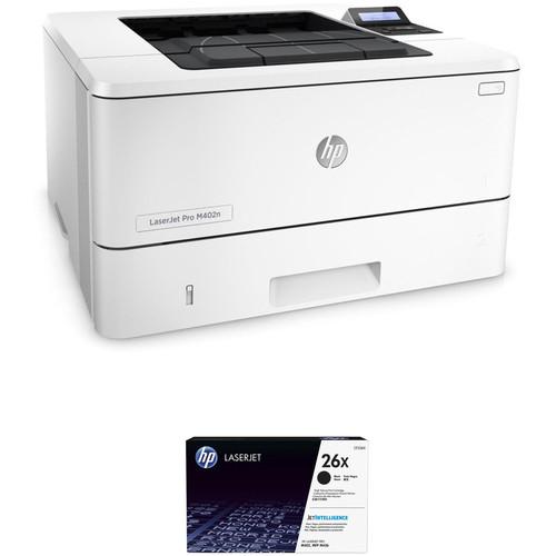 HP LaserJet Pro M402n Monochrome Printer with Extra 26X Black Toner Kit, HP, LaserJet, Pro, M402n, Monochrome, Printer, with, Extra, 26X, Black, Toner, Kit