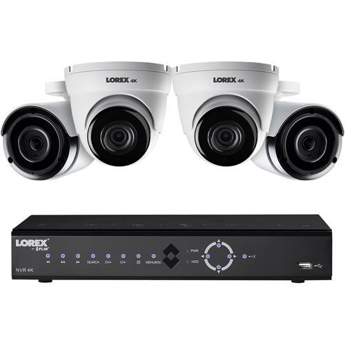 Lorex 8-Channel 4K UHD NVR with 2TB HDD, 2 4K Night Vision Bullet Cameras & 2 4K Night Vision Dome Cameras