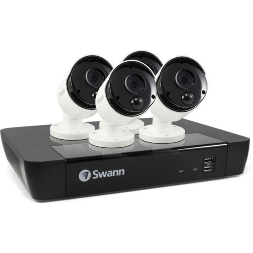 Swann 8-Channel 4K UHD NVR with 2TB HDD & 4 5MP Outdoor Night Vision Bullet Cameras