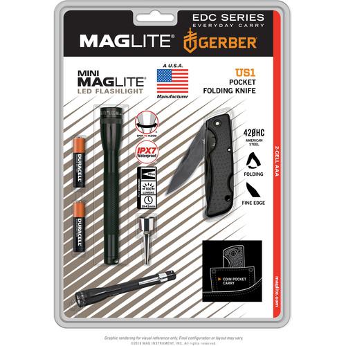 Maglite Mini Maglite AAA LED Flashlight with Gerber US1 Folding Knife Kit