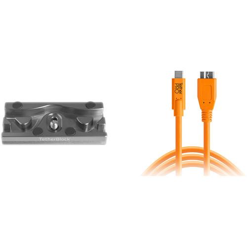Tether Tools TetherPro USB 3.0 Type-C to Micro-USB Type-B Cable & TetherBLOCK QR Plus Quick Release Plate Kit