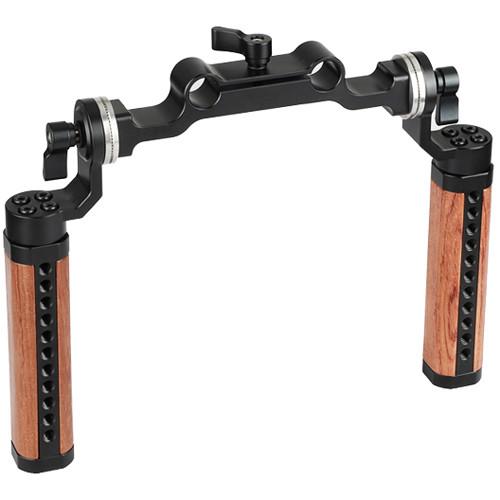 CAMVATE Arri-Style Wood Rosette Handle Grip 15mm Rod Clamp Railblock For DSLR Shoulder Rig