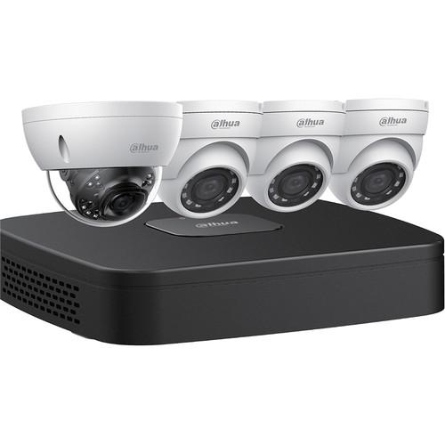 Dahua Technology 4-Channel 8MP NVR with 2TB HDD and 3 4MP Mini Turret Cameras and 1 8MP Dome Camera
