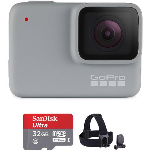 GoPro HERO7 White Kit with Head Strap and 32GB Card, GoPro, HERO7, White, Kit, with, Head, Strap, 32GB, Card
