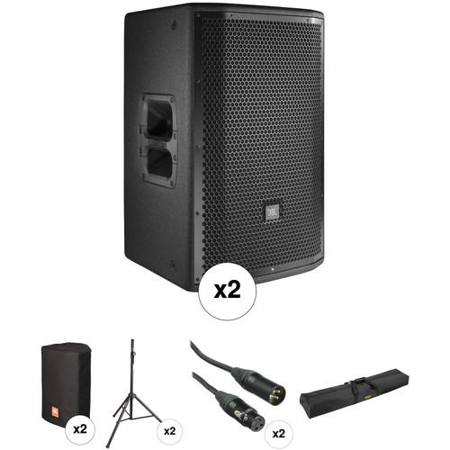 JBL PRX812W 12" Loudspeaker Pair with Stands, Covers, and Cables Kit