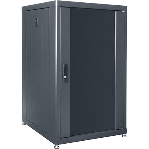 Lowell Manufacturing Rack-Designer-18U, 24"D, Glass Front Door and Rear Doors