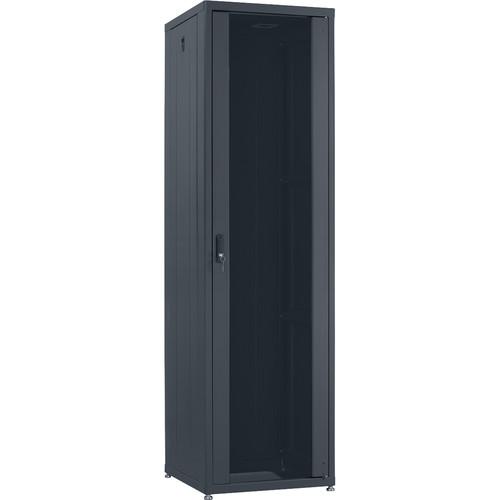 Lowell Manufacturing Rack-Designer-42U, 24"D, Glass Front Door and Rear Doors